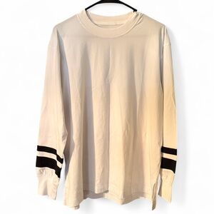 YPB by Abercrombie & Fitch White Long Sleeve Shirt with Black Stripes